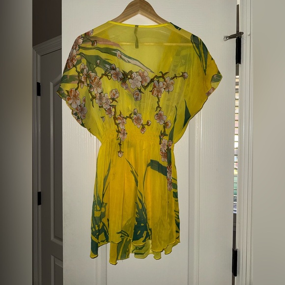 Mushka By Sienna Rose Women’s Sheer Yellow Floral Top XL - Picture 3 of 4
